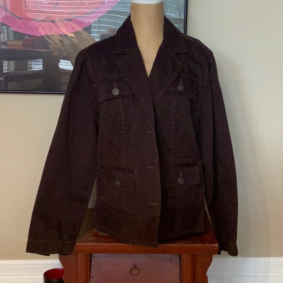 Chicos Brown Denim Jacket- Size 2 - Picture 2 of 7